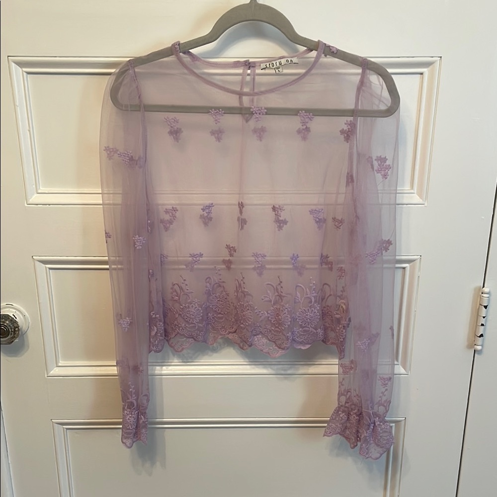 Sheer Purple Floral Blouse